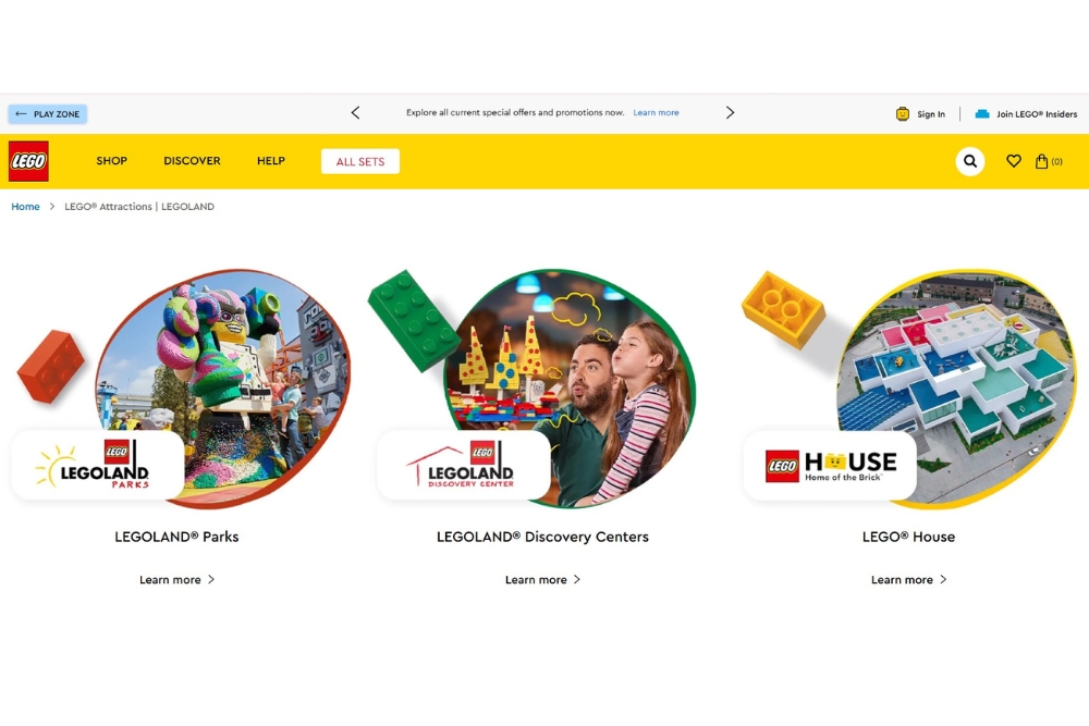 Lego website