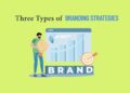 Three Types of Branding Strategies text written above the illustration of a branding strategy expert.