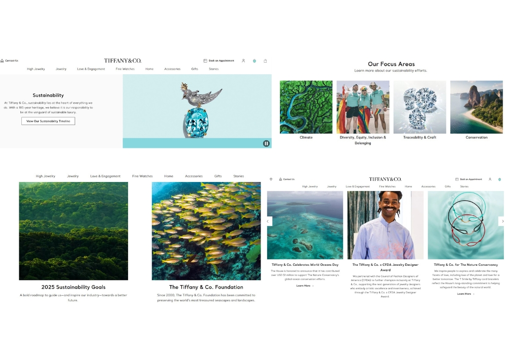 Tiffany & Co. sustainable practices overview on website